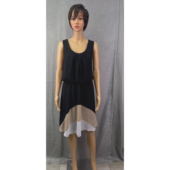Enfocus Studio Dresses & Skirts - Enfocus Studio Color Block Knee Length Dress Women's Size 14 Black Tan White